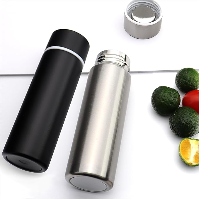 Cute Small Water Bottle, 4.4 Fl. Oz, Pack of 2, Mini Slim Flask for Kids, Portable Skinny Purse Water Bottle, Vacuum Insulated Reusable Leak Proof Stainless Steel Cup