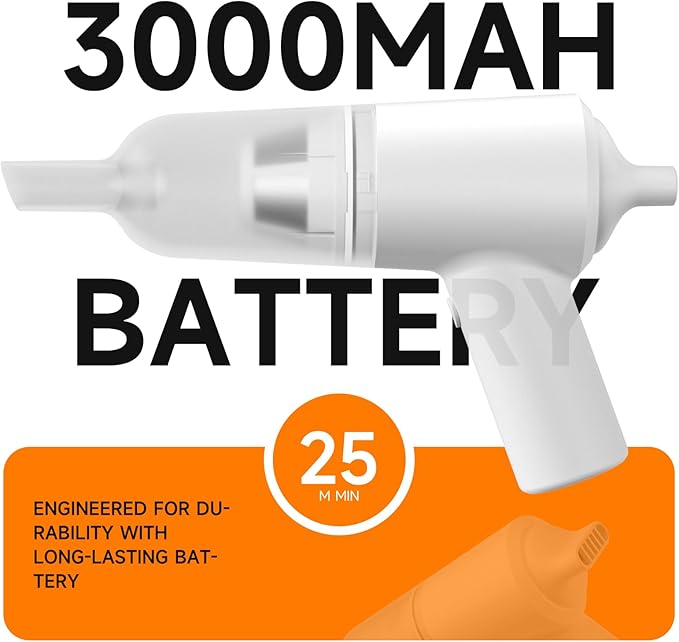 PAPIFEED Handheld Vacuum Cordless for Pet Hair, Portable Mini Vacuum with Static Hair Collector for Home, Dual-Layer Stainless Steel Filter, Dual Filte, USB-C Rechargeable Lightweight Vacuum (White)