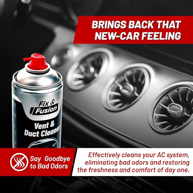 FIX & FUSION A/C Vent and Duct Cleaner (13.5 oz)| Foaming Spray for Car Air Conditioner | Freshens & Cleans Dust Build-Up | Fast, No-Rinse Formula | Automotive HVAC Refresher & Detailer (4 Pack)
