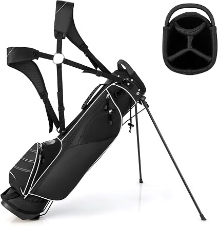 Tangkula Golf Stand Bag, Lightweight Organized Golf Bag, Easy Carry Shoulder Bag with 4 Way Dividers and 4 Pockets for E
