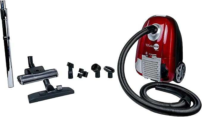 Atrix Turbo Red AHC-1 HEPA Canister Vacuum Cleaner – Powerful 1,400W Variable Speed Motor, Lightweight 6-Quart Bag Desig