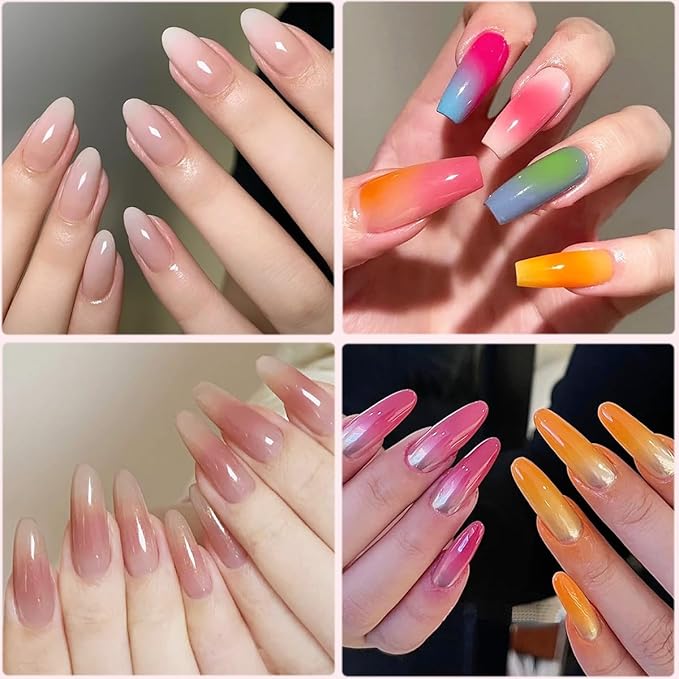 Fcozpjk Silicone Brush for Ombre Nail Art, 2Pcs Reusable Gel Polish Brush Gradient Nail Design, Silicone Pen Chrome Powder Applicator Brush, Soft Head Stamper for Stamping Nail Art, Manicure Tool
