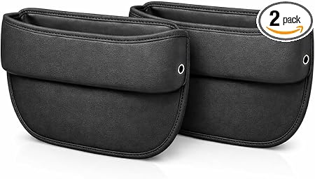 Car Seat Gap Filler Organizer Set of 2- Universal Fit for Cars, SUVs and Trucks-PU Leather Seat Gap Plug with Storage Po