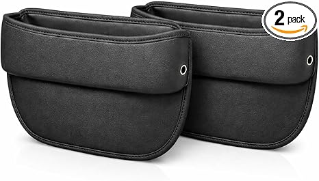 Car Seat Gap Filler Organizer Set of 2- Universal Fit for Cars, SUVs and Trucks-PU Leather Seat Gap Plug with Storage Po
