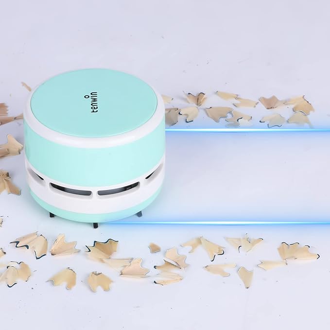 tenwin Mini Vacuum Cleaner, Portable Desktop Vacuum Cordless, Handheld Dust Sweeper Battery Operated, Low Noise and Strong Suction for Home/Office/School/Car/Keyboard(Battery not Include)