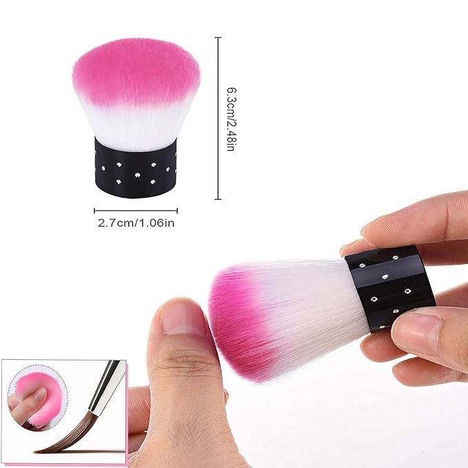 19Pcs Pink Nail Art Brush Set, Nail Brushes Kit with Acrylic Nail Brush, Gel Polish Brushes, Dotting Tools, Nail Dust Brush, Manicure Tool for Acrylic Powder Application, Sculpting & Cleaning