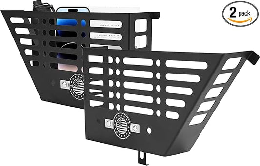 JK Front Door Pockets, Metal Front Door Storage Box for 2011-2018 Wrangler JK JKU 2/4, 2 PCS Door Side Insert Organizer 