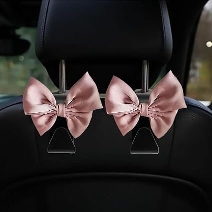 2 Pack Car Seat Headrest Hook Bow Hooks for Car Bow Accessories Hanger Storage Organizer Universal for Handbag Purse Coa