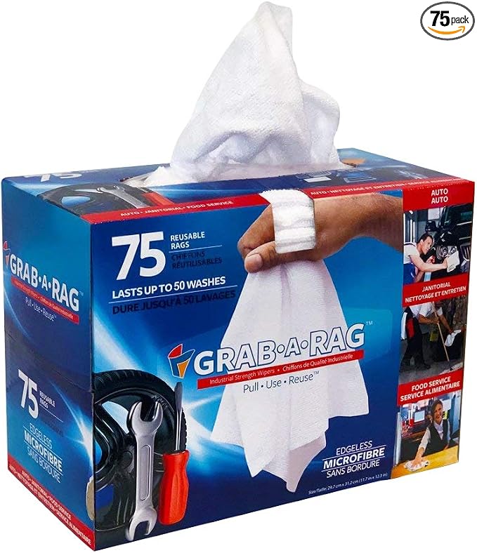 Grab•a•Rag Microfiber Cleaning Cloth, Soft Highly Absorbent Lint-Free Streak-Free Reusable Microfiber Towel Wipes for Ho