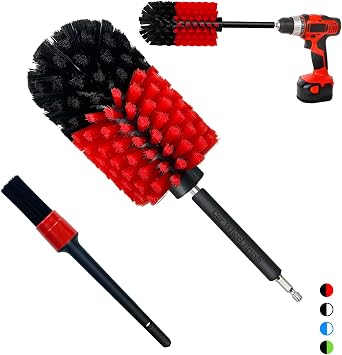 Wheel Brush Kit, Soft Drill Wheel Cleaner Brush, No Scratches Highly Dense Car Cleaning Brush Set for Wheels, Rims, Engi