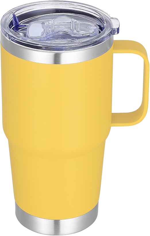 20 oz Stainless Steel Tumbler with Handle Metal Insulated Coffee Travel Mug with Handle Double Wall Tumbler Cup with Lid