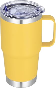 20 oz Stainless Steel Tumbler with Handle Metal Insulated Coffee Travel Mug with Handle Double Wall Tumbler Cup with Lid