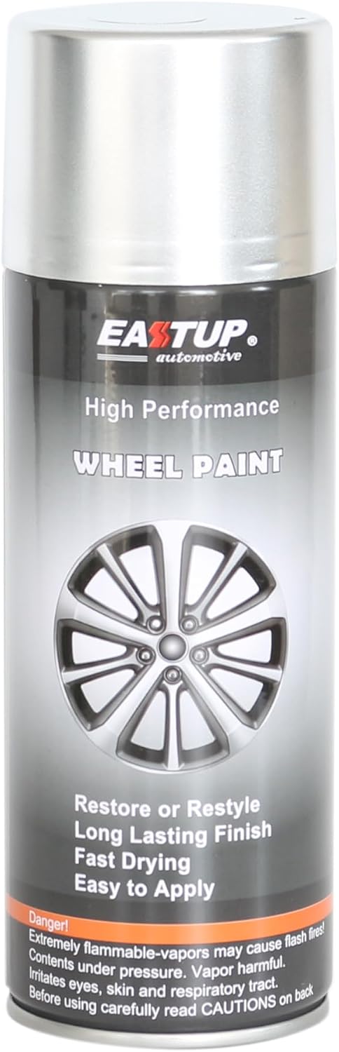EASTUP Machined Silver Metallic Wheel Paint - Brilliant Finish, High Durability, Fade-resistant, Quick Drying Rim Coating