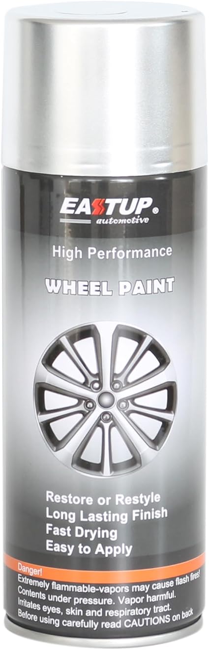 EASTUP Machined Silver Metallic Wheel Paint - Brilliant Finish, High Durability, Fade-resistant, Quick Drying Rim Coatin