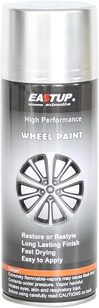 EASTUP Machined Silver Metallic Wheel Paint - Brilliant Finish, High Durability, Fade-resistant, Quick Drying Rim Coatin