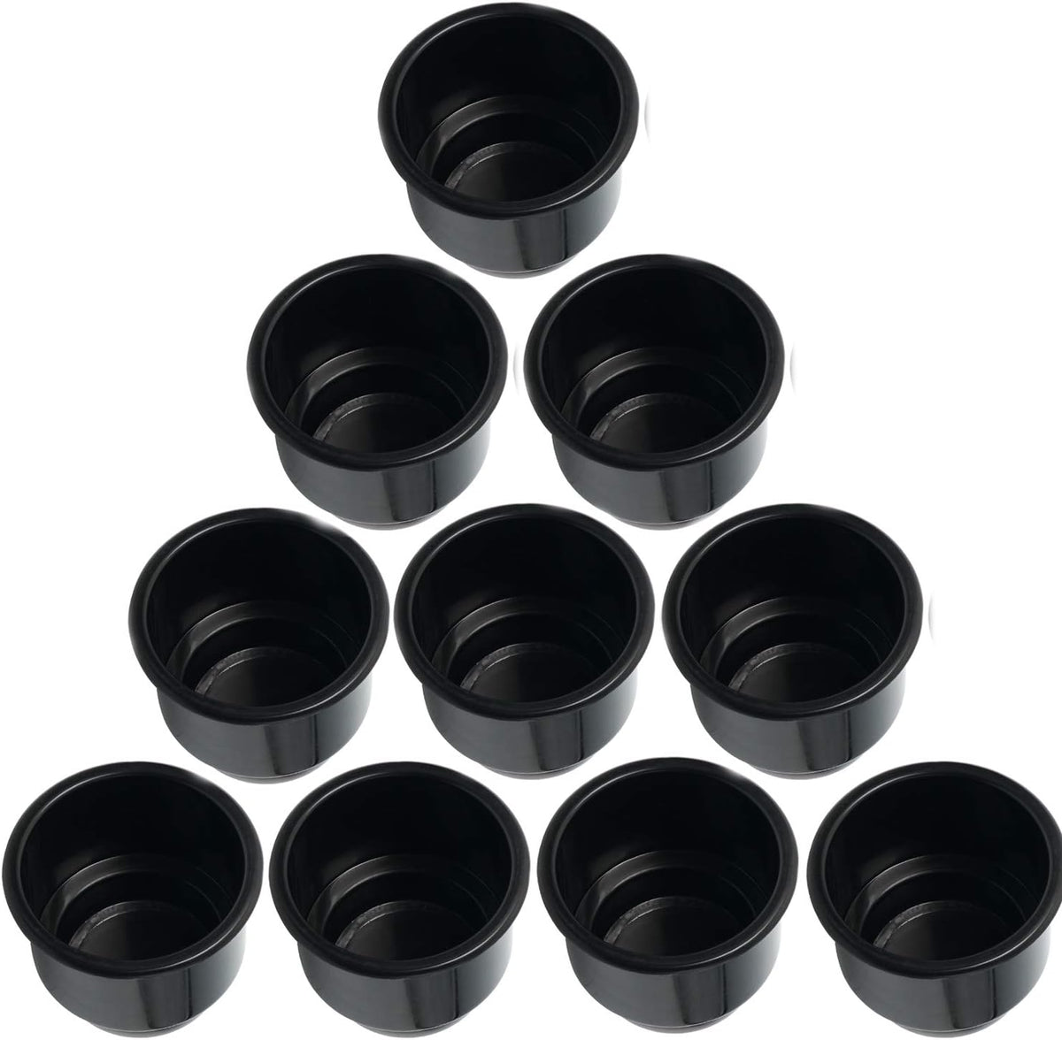 10pcs Black Plastic Boat Cup Holders Insert with Drain for Marine