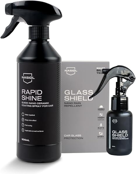 Nasiol Rapidshine + Glasshield Spray - Advantage Set - Car Care Set - Fast Nano Ceramic Coating and Nano Rain Repellent 
