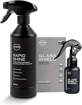 Nasiol Rapidshine + Glasshield Spray - Advantage Set - Car Care Set - Fast Nano Ceramic Coating and Nano Rain Repellent 