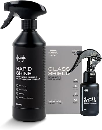 Nasiol Rapidshine + Glasshield Spray - Advantage Set - Car Care Set - Fast Nano Ceramic Coating and Nano Rain Repellent 