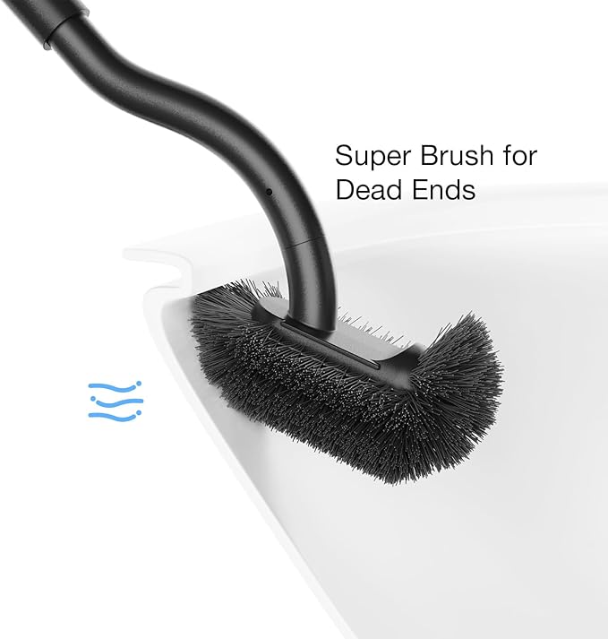 Toilet Bowl Brush and Holder, OSCIOSS Toilet Brush Set with Ergonomic Design, Compact Size, Durable Bristles, RV Toilet Brushes & Holders for Dead Corner Clean (Wood&Black, 1pack)