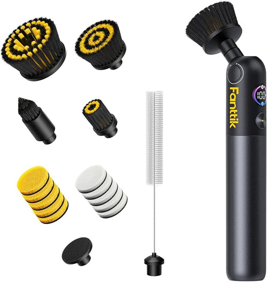 Fanttik Flip G10 Nano HomeCare Cordless Electric Spin Scrubber, 360° High-Torque Rotation, 2-Speed & 3-Angle, IPX7 Waterproof Cleaning Brush with 15 Brush Heads for Grout, Tiles, Sinks, Crevices