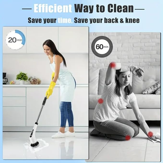 Electric Spin Scrubber,Cordless Cleaning Brush,Shower Cleaning Brush with 8 Replaceable Brush Heads, Power Scrubber 5 Adjustable Speeds for Floor Bathroom Shower Bathtub Glass Car, Gift