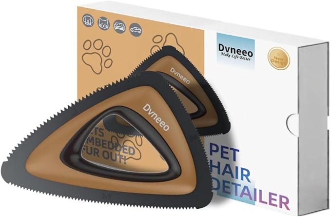 Pet Hair Removal Tool, Carpet Dog Hair Remover for Car Interior- Rapid Removal, Durable & Ergonomic, for Car Mats, Couch, Furniture, Carpets (Brown)