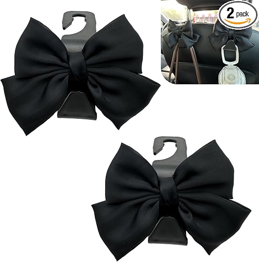 2PCS Car Seat Headrest Hooks, Car Purse Hook for Car, Cute Bow Car Rear Seat Storage Hooks, Interior Decorating Accessor
