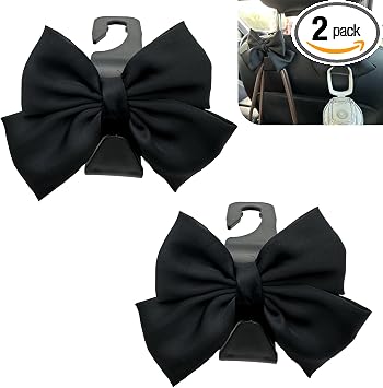 2PCS Car Seat Headrest Hooks, Car Purse Hook for Car, Cute Bow Car Rear Seat Storage Hooks, Interior Decorating Accessor