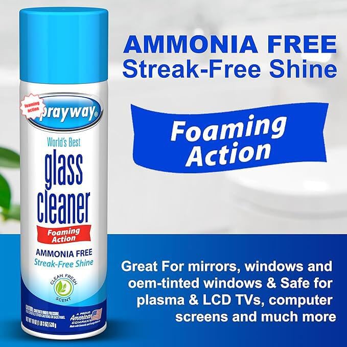 The Award Box Sprayway Glass Cleaner Foam Action Cleaner 19 oz. with Cleaning Cloth in Packaging (3 Pack)