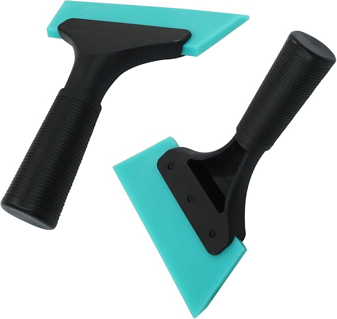 Hordion 2 Pcs Small Squeegee 5 Inch, Rubber Blade Window Tint Squeegee Mini Wiper for Car Windshield Mirror Shower Auto Cleaning, Light Blue