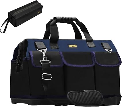 FASTECH 22in Heavy Duty Bottom Tools Bag With Wide Mouth For Tool Storage, Carrier and Organizer, Tote Bag for Men/Women
