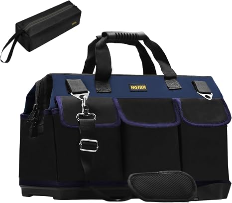 FASTECH 22in Heavy Duty Bottom Tools Bag With Wide Mouth For Tool Storage, Carrier and Organizer, Tote Bag for Men/Women