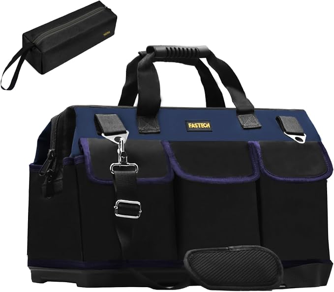 FASTECH 22in Heavy Duty Bottom Tools Bag With Wide Mouth For Tool Storage, Carrier and Organizer, Tote Bag for Men/Women