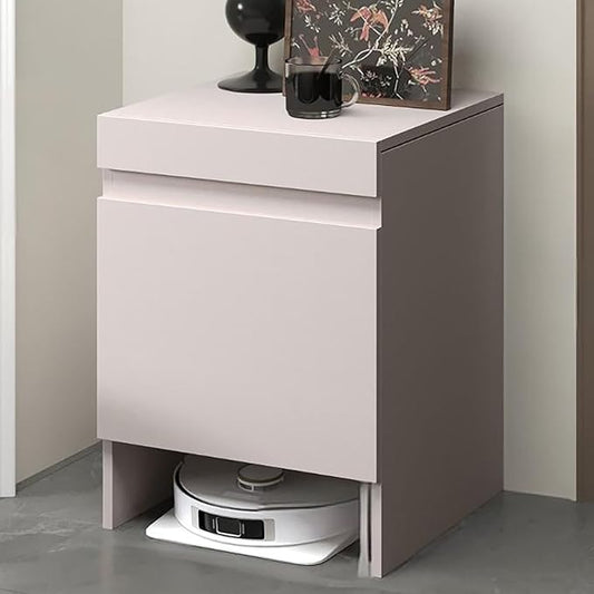 Robot Vacuum Stand Cabinet,Storage Cabinet with Doors for Robot Vacuum Cleaner,End Side Table for Home Office,Wood Freestanding Rack for Living Room Home Office Kitchen(Gray)