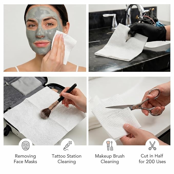 ForPro Travel Size Disposable Face Towels, 8"x8" Compact Dry Wipes, Ultra Soft Lint-Free Viscose Makeup Remover Pads for Sensitive Skin, Biodegradable, Vegan, 100-Count