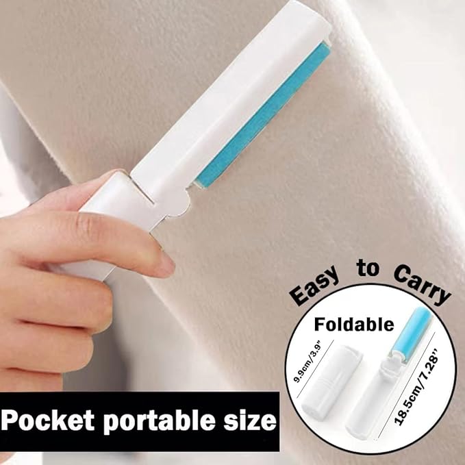 8 Inch Reusable Large Lint Roller, Washable Sticky Pet Hair Remover with Retractable Extendable Long Handle, Big Cleaning Tool for Clothes, Sofa, Carpet, Furniture, 1 Large, 1 Refill and 2 Mini Size