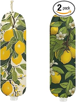 2Pcs Lemon Plastic Bag Holder, Lemon Gifts for Women Mom, 22.5x9 Inch