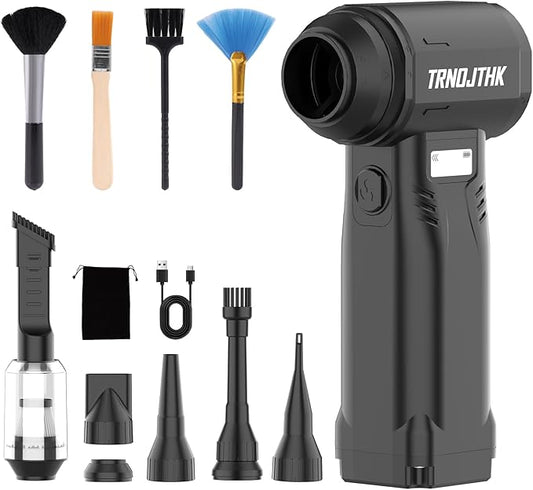 Cordless Compressed Air Duster, 10000mAh Rechargeable Electric Blower, 85m/s High-Speed Electronics Cleaner with Vacuum Kit for Keyboard, Computer, PC, Car Vent, Desk, Home