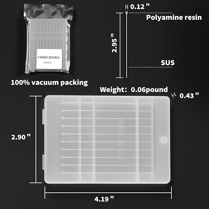 ESD Safe Sticky Gel Swabs (2.5mm/0.10") – Precision Cleaning for Camera Sensors, PCBs, Semiconductors & Delicate Electronics – Residue-Free, Scratch-Free(Transparent-10Packs, High Viscosity)