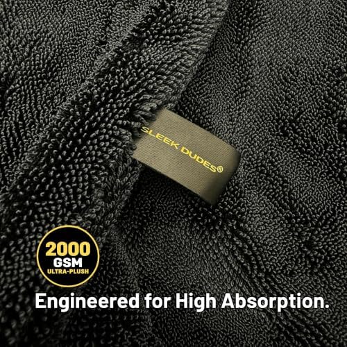 Sleek Max Dry 2K - 2000GSM Microfiber Car Drying Towel, 20x31in, Black