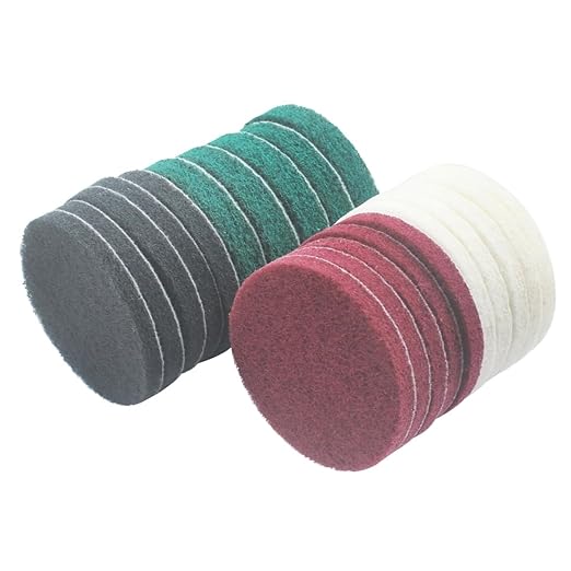 4 Inch Mixed Grit Drill Brush Scrubber Scouring Pads, 20 Pcs Hook & Loop Power Scrubber Scour for Rotary Tools, Random Orbital Sander (180#/400#/800#/1200#)