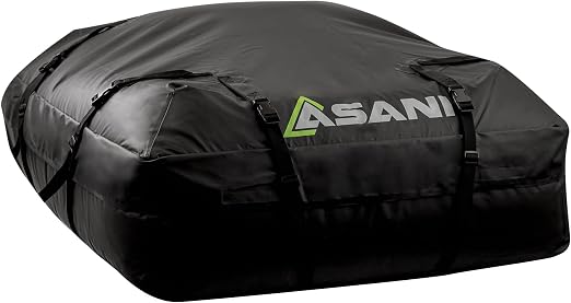 Asani Waterproof Car Roof Top Cargo Carrier Bag with 8 Heavy-Duty Straps and Buckles | Weatherproof Luggage Roofbag for 