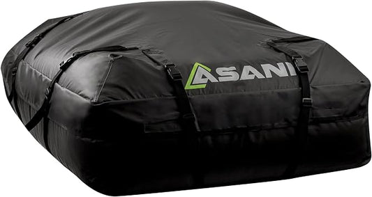 Asani Waterproof Car Roof Top Cargo Carrier Bag with 8 Heavy-Duty Straps and Buckles | Weatherproof Luggage Roofbag for 