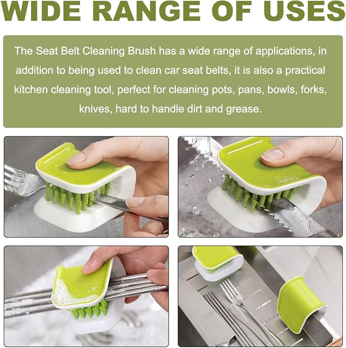 KVAEY Car Seat Belt Cleaning Brush, U-Shaped Auto Interior Washing Brush with Double-Sided Bristles, Closeable Safety Belt Bristle Scrubber Cutlery Cleaner Brush for Car Home (1 PCS)