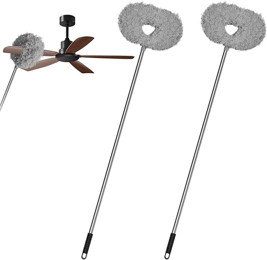 Storystore Ceiling Fan Cleaner Duster - Adjustable Duster with Extension Pole,Dusters for Cleaning Fan Blade, Walls and Cobweb (2Pcs Grey)