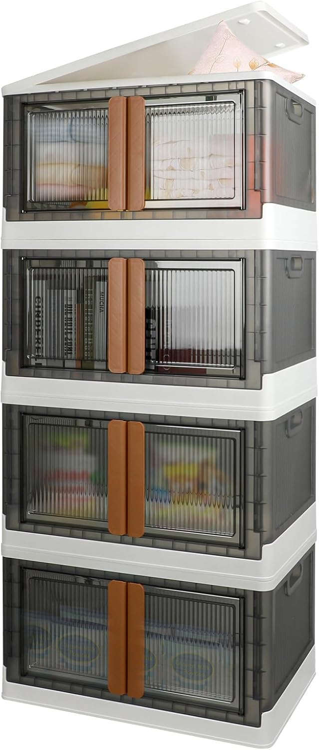 Storage Boxes, Extra Large Cabinet with Lids, Foldable, 4 Packs