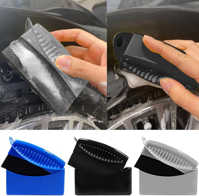 Tire Dressing Applicator, 3 Pieces Tire Shine Applicator with Lid, Reusable Tire Sponge Applicator for Car Truck Tires Waxing Polishing Cleaning