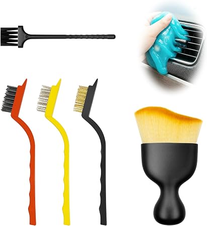Car Interior Detailing Brush Cleaning Kit, Soft Bristle Dusting Brush, Wire Brush Set, Car Cleaning Gel, Car Accessories