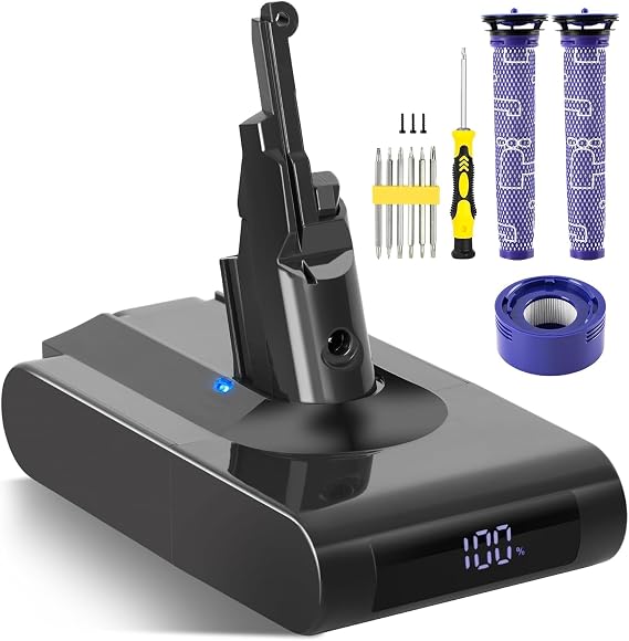 7000mAh V7 Battery Replacement with LED Display Compatible with SV11 V7 Motorhead V7 Animal V7 Trigger V7 HEPA V7 Car+Boat V7 Absolute Handheld Vacuum Cleaners - Cleanova
